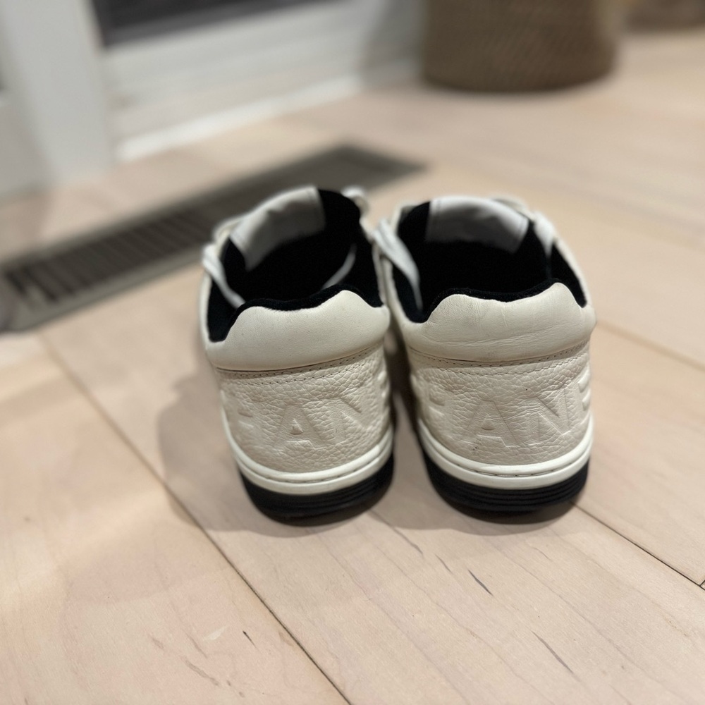 CHANEL White and Black Leather Sneakers - Picture 3 of 5